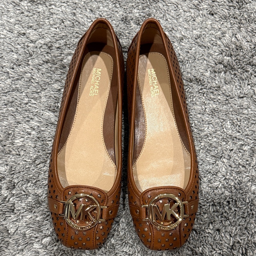 Michael Kors Tan Perforated Loafers